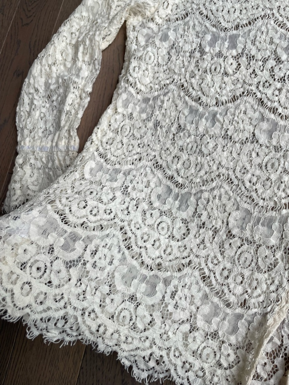 Cream Lace-Trim V-Neck Women's Cardigan Sweater - Picture 3 of 10